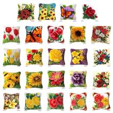 Tapete de gancho de trava série de flores, kit tapete de gancho, bordado 3d, travesseiro de lã, ponto cruz, conjunto de artesanato 2024 - compre barato