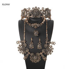 Conjunto de joias femininas, colar/brincos/anel/pulseira estilo turco, joias de luxo para casamento 2024 - compre barato
