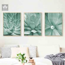 Poster Green Succulents Wall Art Canvas Painting Poster Mint green Plant Cactus Posters And Prints Wall Pictures For Living Room 2024 - buy cheap