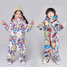 Conjunto de esqui infantil, jaqueta de snowboard quente impermeável para meninos e meninas, de desenho animado com capuz 2024 - compre barato