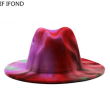 Разноцветная шерстяная фетровая шляпа для мужчин и женщин, шляпа джентльмена, Элегантная Дамская зимняя и осенняя Смешанная джазовая шляпа с широкими полями, 2021 2024 - купить недорого