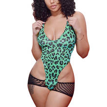 2020 Sexy Green Leopard print Hollow out One Piece Swimsuit Swimwear Bodysuit Bathing Suit Women Piece Swimwear Beach Wear 2024 - buy cheap