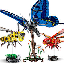 Sembo-Mini bloques de construcción de insectos de simulación para niños, animales de libélula, modelo de mariposa, juguetes educativos, regalos 2024 - compra barato