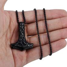 Vintage nórdico celta martelo pingente colar masculino preto de alta qualidade metal punk amuleto jóias 2024 - compre barato