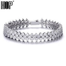 Cadena de tenis ostentosa de 10MM para hombre y mujer, brazalete de piedras de circonia cúbica, ajuste de cobre, Zirconia, circonita, zirconita, estilo Hip Hop 2024 - compra barato