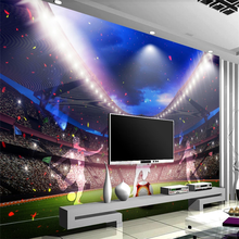 Esteira de parede personalizada 3d, grande campo de futebol, sala de estar, quarto, 3d, fundo de parede, pintura decorativa 3d 2024 - compre barato