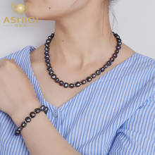 Женский браслет с натуральным жемчугом в стиле барокко ASHIQI, черный пресноводный жемчуг 2024 - купить недорого