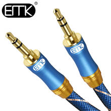 Emk cabo de áudio 3.5mm, cabo aux 3.5 macho para macho, trança banhada a ouro, 1m, 3m, 5 m para iphone, carro, fone de ouvido, computador, alto-falante 2024 - compre barato