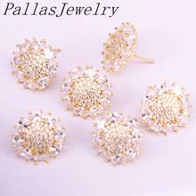 10Pairs 17mm Clear CZ Flower Shaped Stud Earrings Women Trendy Micro Pave Sparkling Zircon  Earrings 2024 - buy cheap