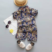 Summer Children Baby Boys Short Sleeve print Blouse+Shorts  Casual Outfits Set 2024 - buy cheap