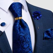 Royal Blue Paisley 8cm Width 100% Silk Men's Ties Wedding Ties Gravata Accessoeries Fashion Neck Tie Brooch Gift For Men DiBanGu 2024 - buy cheap