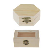 Caja organizadora de joyas de madera Rectangular, Hexagonal, sin terminar, recuerdo de regalo 2024 - compra barato