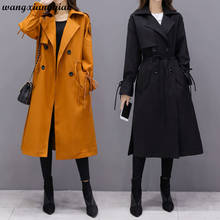 Autumn Winter New Temperament Large Size Women's Trench Coat Loose Was Thin And Long Double-breasted Windbreaker Female A618 2024 - buy cheap