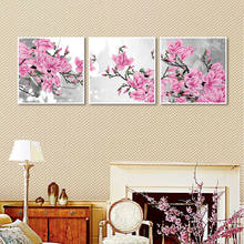 3 Pieces Large Size Wall Art Decoration Paintings Elegant Beautiful Pink Flowers Print Canvas Painting Living Room Home Decor 2024 - buy cheap