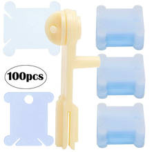 LMDZ Blue 100 Pcs Cardboard Floss Bobbins with 1 Pcs Bobbin Winder,Floss Bobbins Set for Craft DIY Embroidery Floss 2024 - buy cheap