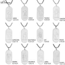 Twelve Constellations Pendant Necklace 12 Styles Pattern Dog Tag Necklaces For Men Stainless Steel Charm Choker Necklace Jewelry 2024 - buy cheap