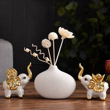 Керамическая ваза Fengshui, украшения для дома, гостиной, настольная статуя слона, ремесла, журнальный столик, искусственный цветочный горшок, фигурки, украшение 2024 - купить недорого