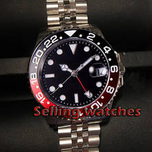 Relógio masculino esterilizado para homens 40mm, mostrador preto, joelheira, data em cristal safira, relógio mecânico automático 2024 - compre barato