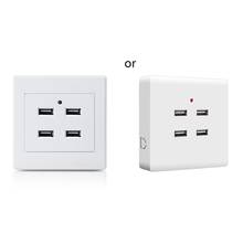 Enchufe eléctrico de 2/4 puertos USB, estación de carga de montaje en pared, adaptador de corriente, Q84D 2024 - compra barato