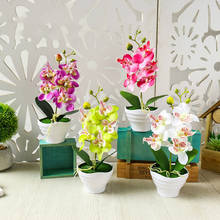 Flor de orquídea artificial em vaso com 5 pontas, borboleta, bonsai para decoração de jardim doméstico, escritório, quarto, ornamento, plantas falsas, flores 2024 - compre barato