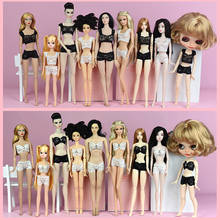 Conjunto de ropa interior de encaje suave, sujetador y calzoncillos para muñeca Barbie, bragas para muñecas Blythe 1/6 BJD, Top y calzoncillos para casa de muñecas Barbie, 1 Juego 2024 - compra barato