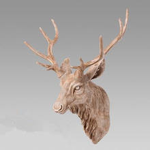 Artesanía creativa de cabeza de ciervo europeo, decoraciones de Navidad hermosas, colgadores de pared, decoración de pared Oficina para el hogar 2024 - compra barato