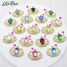NEW 10Pcs/lot Rhinestone Acrylic Button 28*35mm Gold Metal Crown Buttons Embellishment Handwork Buttons Decoration Mix Color 2024 - buy cheap