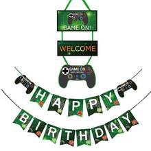 Decoración de cumpleaños con temática de juego, Banner de cumpleaños, juego electrónico, guirnalda, suministros para fiestas de primer cumpleaños 2024 - compra barato