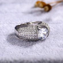 Роскошное женское кольцо с белым кристаллом и камнем, очаровательные обручальные кольца серебряного цвета для женщин, маленькое круглое тонкое обручальное кольцо с цирконием 2024 - купить недорого