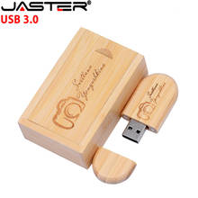 Jaster caneta com logo, de alta velocidade, usb 3.0, com madeira + caixa de impressão com logo pessoal, 8gb, 16gb, 32gb, 64gb, usb, para presente de casamento 2024 - compre barato