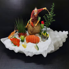 Plato de conchas de resina sashimi, plato de hielo creativo de mariscos y salmón, plato de cena de autoservicio creativo para Sushi sashimi 2024 - compra barato
