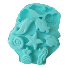 Molde de silicone em forma de vida marinha 3d, concha, ferramentas de decoração de bolo, molde de fondant de chocolate, cookies, acessórios de cozinha 2024 - compre barato