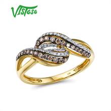 VISTOSO Gold Rings For Lady Genuine 14K 585 Yellow Gold Ring Sparkling White & Brown Diamond Engagement Anniversary Fine Jewelry 2024 - buy cheap