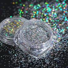 Resina epóxi holográfica de glitter, 8 peças, resina metálica, lantejoulas para festival de prata, joias, pigmento em pó 2024 - compre barato