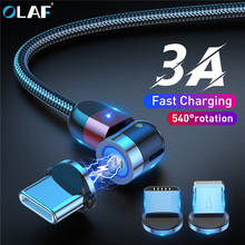 OLAF-Cable Micro USB magnético giratorio 540, Cable USB tipo C de carga rápida, magnético, para iphone, Xiaomi, Samsung, 1M, 2M 2024 - compra barato