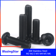 10-50pcs M2 M2.5 M3 M4 M5 M6  L= 3mm - 40mm 304 Stainless Steel Black Hexagon Hex Socket Head Button Allen Bolt Screw Bolts 2024 - buy cheap