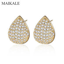 MAIKALE Water Drop Shape AAA Cubic Zirconia Stud Earrings Gold Silver Color Copper Korean Earrings for Women Jewelry Send Gifts 2024 - buy cheap