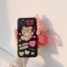 Милый корейский чехол для телефона в стиле ретро с улыбкой и плюшевым медведем для iPhone 12 11 Pro Max Xr Xs Max 7 8 Plus X 7Plus, милый мягкий чехол 2024 - купить недорого