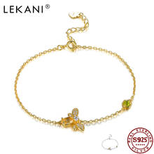 LEKANI-pulsera de plata de ley 925 con zirconia cúbica para mujer, brazalete romántico con diseño de abeja 5A, joyería fina para boda 2024 - compra barato