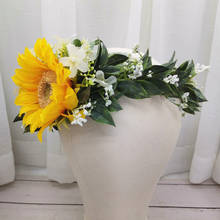 Corona de flores grandes para el sol para mujer, accesorios para el cabello, tocado, guirnaldas florales, tocado de flores para boda 2024 - compra barato