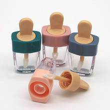 Tubo de brillo de labios transparente con forma de helado, contenedor vacío de bálsamo labial con tapa, insertos de goma, dispensador de muestras de lápiz labial, 6ml/2 piezas 2024 - compra barato