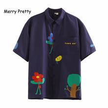Блузка с отложным воротником Merry Pretty, хлопковая блузка с рисунком для девочек на лето и осень 2019 2024 - купить недорого