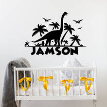 Calcomanía de dinosaurio personalizada para pared, pegatina de vinilo con nombre de niño, para dormitorio de niños, habitación de bebé, guardería, decoración del hogar, arte de dibujos animados, para ventana, E278 2024 - compra barato