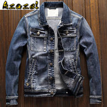 European Automotive Mens Denim Jacket and Coats Plus XXXL Handsome Biker Jeans Jacket Man Korean New Overcoats Streetwear A764 2024 - buy cheap