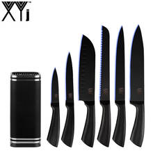 XYj 7pcs Kitchen Stainless Steel Knives Set Non-stick Sharp Blade Full Tang Handle Knife Holder Chef Knife Bag Cooking Tools 2024 - buy cheap