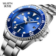 Relógio masculino luminoso de aço com data e quartzo, relógio azul fantasma, de luxo, na moda, negócios, 2020 2024 - compre barato