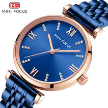 Mini relógio de pulso feminino focus, relógio de quartzo para mulheres em aço inoxidável colorido azul de marca luxuosa à prova d'água para presente para esposa 2024 - compre barato