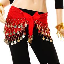 1PC 158cm x 26cm India Shinning Skirt Belt Dancing Wrap 3Rows Gold Coin Belly Dance Costume Hip Scarves Chiffon Waist Chain 2024 - buy cheap