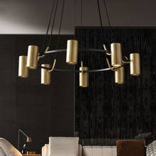 Lámpara de araña Led de oro para sala de estar, accesorio de iluminación de interior, placa Luminaria colgante, cepillo de lujo americano RH 2024 - compra barato