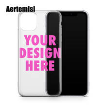 Aertemisi 100 шт. прозрачный чехол из ТПУ на заказ для телефона iPhone 5 5s SE 6 6s 7 8 Plus X Xs XR Max 11 12 mini Pro Max 2020 2024 - купить недорого